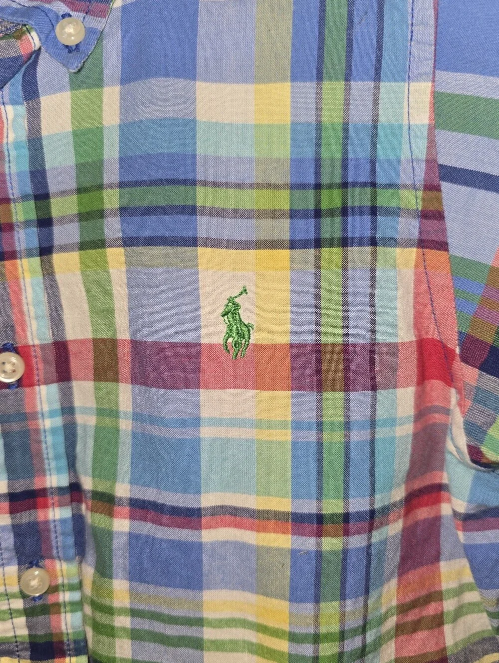 Ralph Lauren Plaid Boys Short Sleve Button Down Shirt Size 5